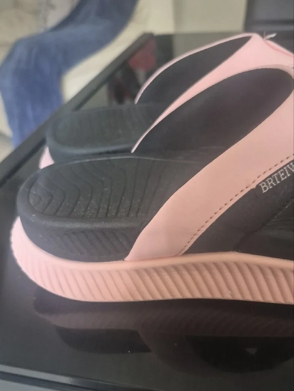 Women’s Pink and Black Comfort Thong Sandals
